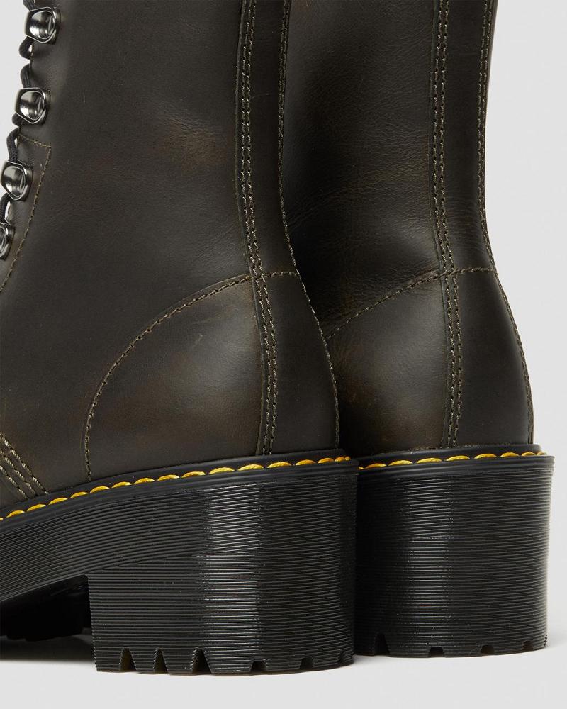 Botas de Tacon Dr Martens Leona Cuero Mujer Marrom | MX 62EBC